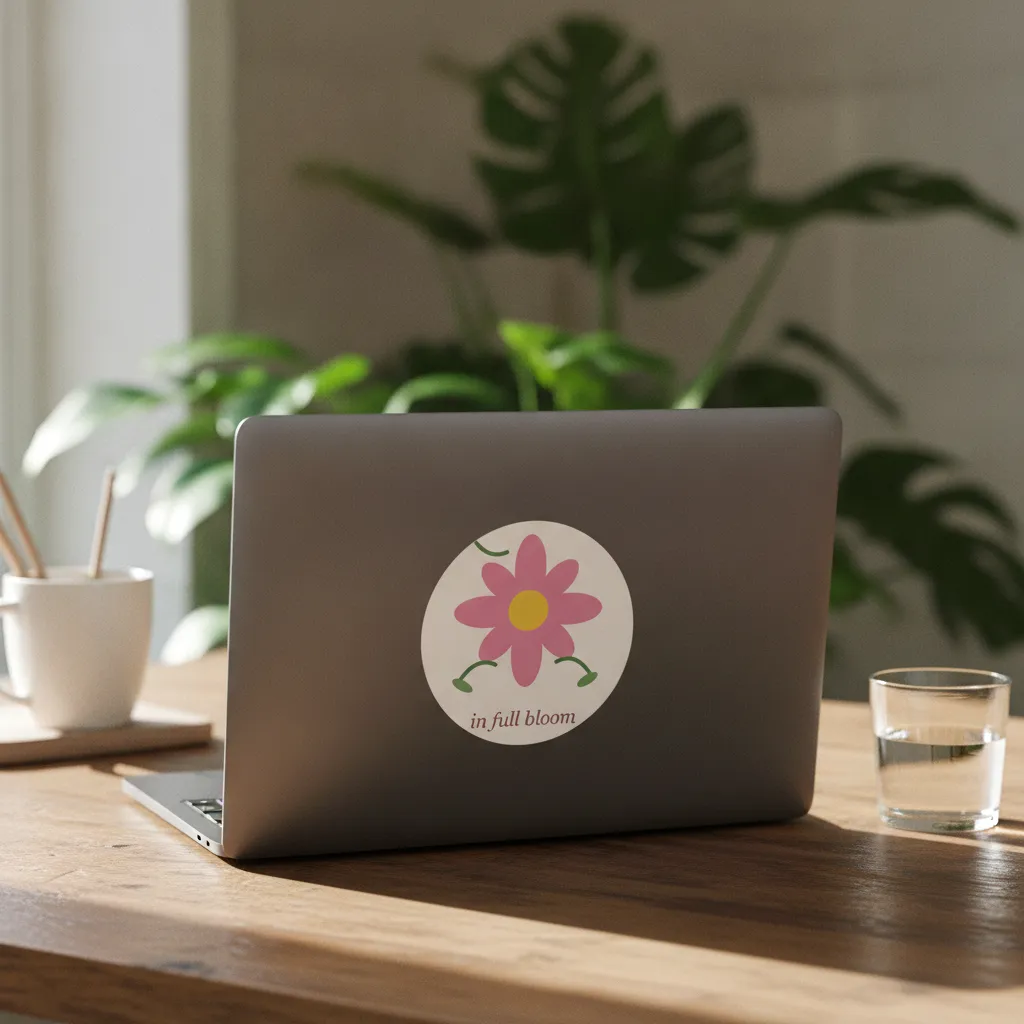 Hauld sticker lifestyle photo — Laptop in cafe