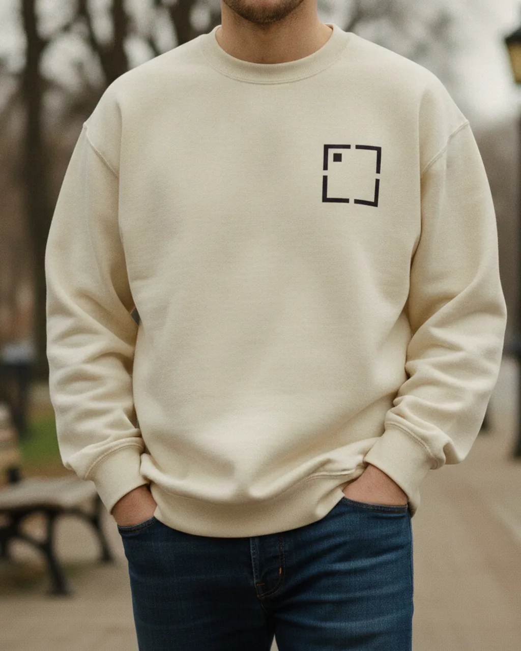 Hauld sweatshirt lifestyle photo — Tree-lined street