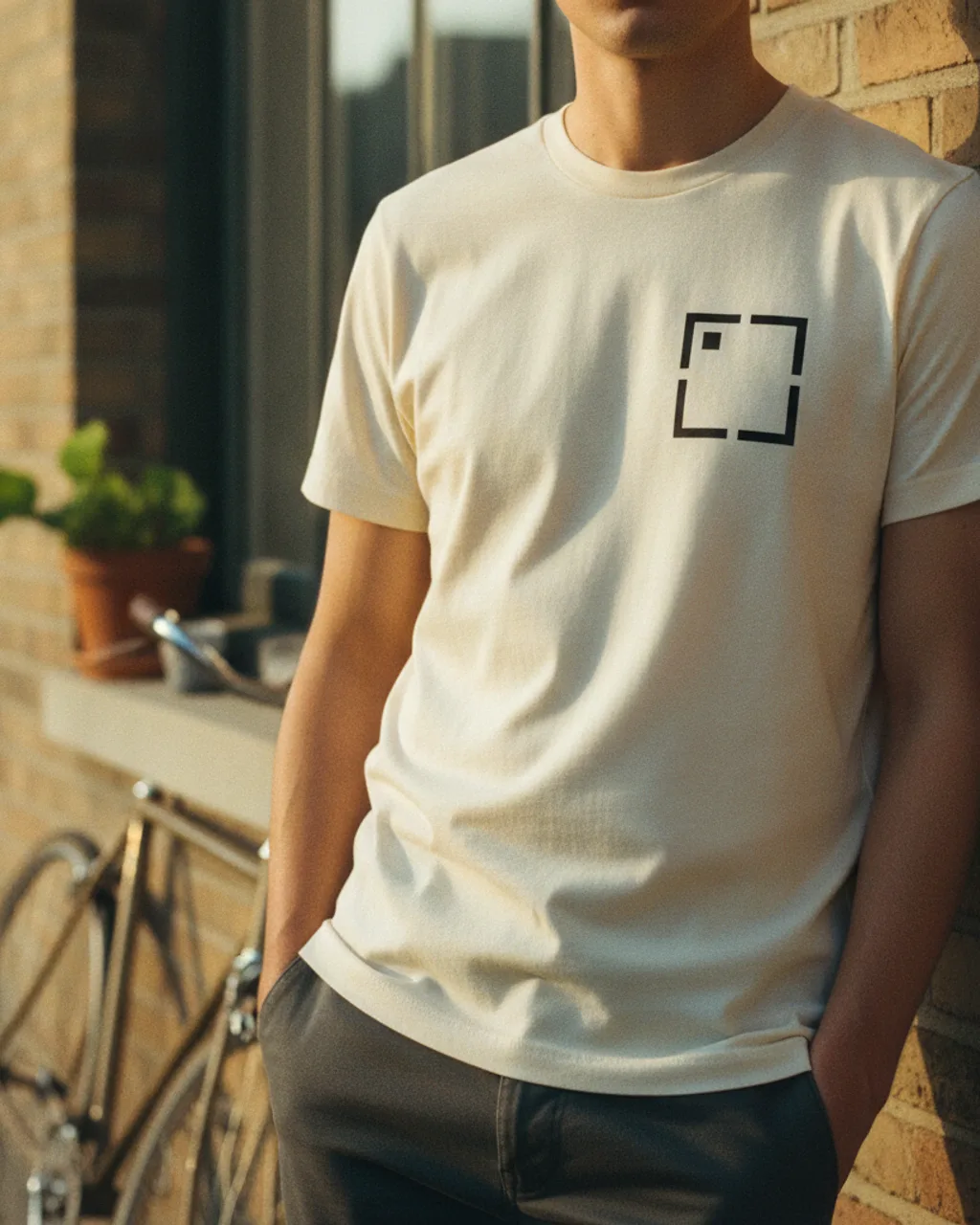 Hauld t-shirt lifestyle photo — Brick wall